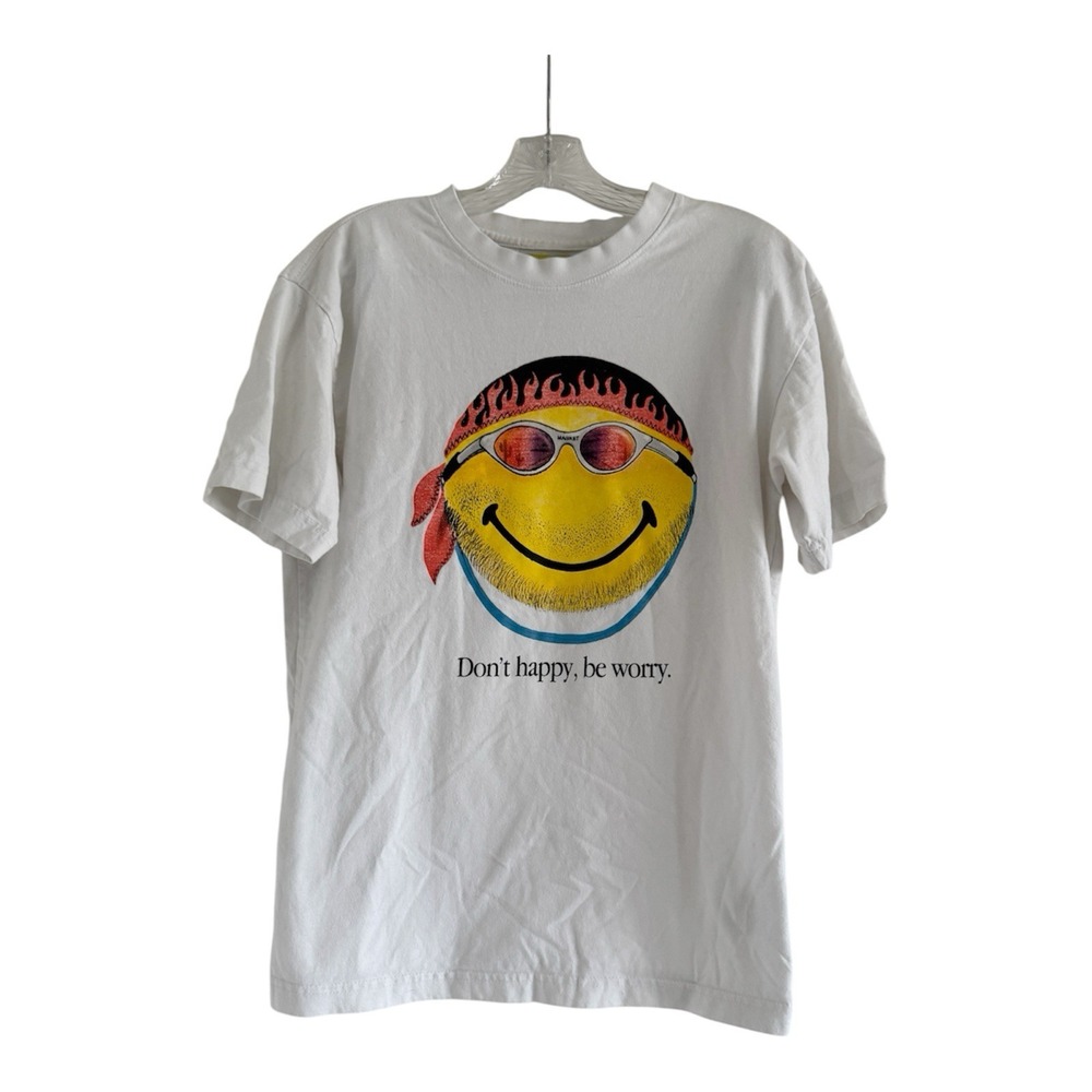 MARKET The Smiley Company Men Don't Happy, Be Worry Happy Face Tee T-Shirt-SMALL
